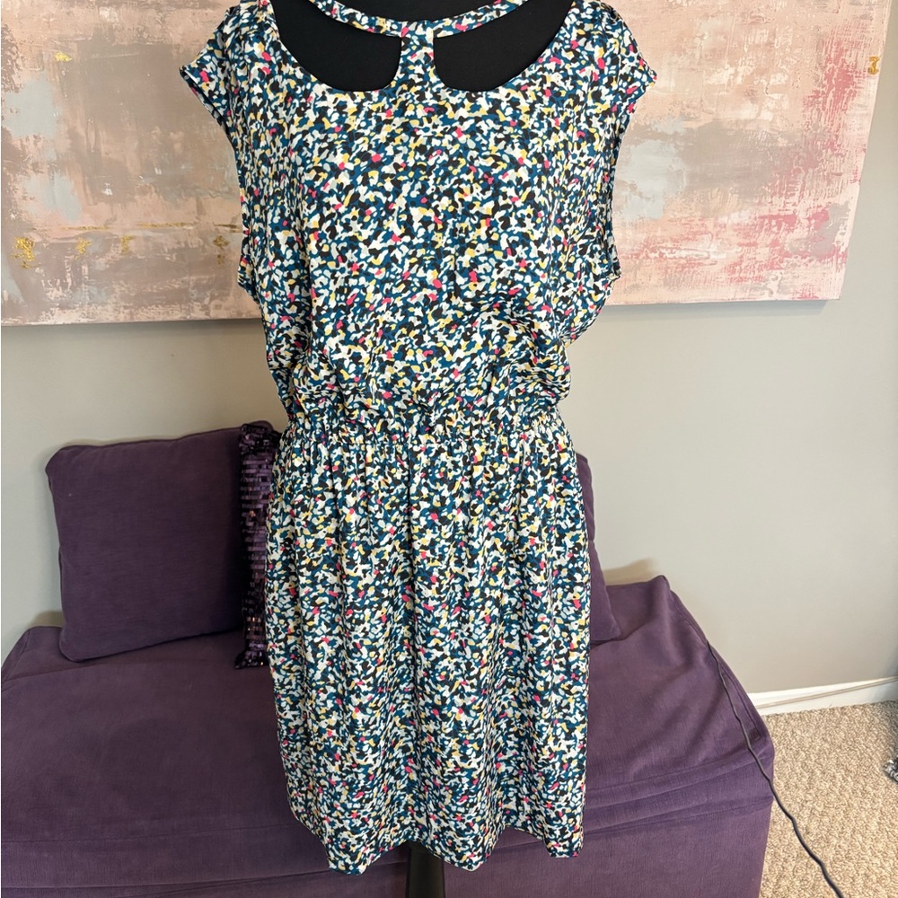 BCBGeneration Blue‎ and White Halter Mini Dress Size Large